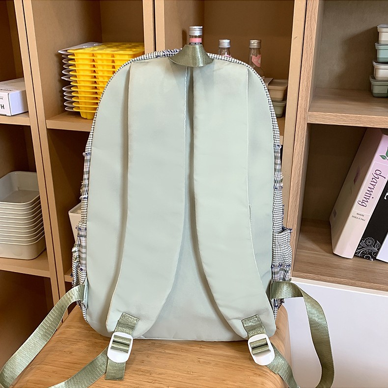 High-appearance-level ins cute checkered backpack for college students, lightweight and casual schoolbag, large-capacity commuter backpack for girls Specification drawing
