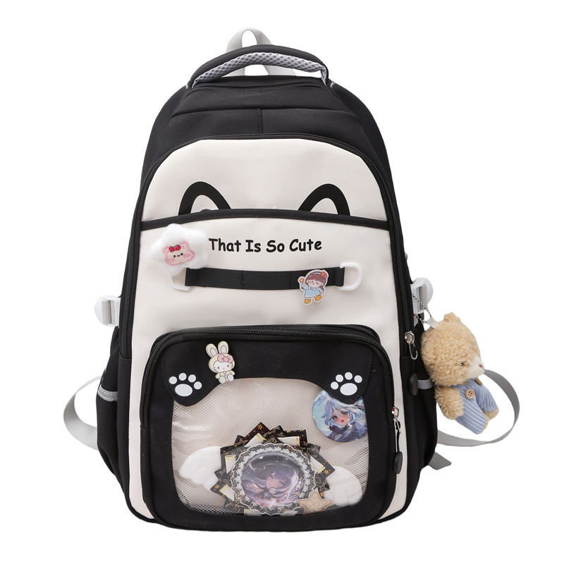 A new Korean version of ins, a high-appearance-level color-blocking and patchwork candy-colored transparent pain bag for girls and a large-capacity backpack for students Item Picture