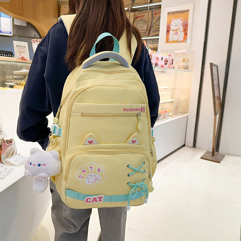 2025 New cute ins Korean version large-capacity schoolbag for junior and senior high school students, versatile sweet backpack, lightweight backpack full figure