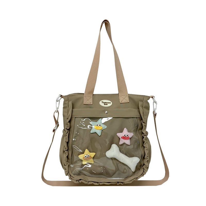 Japanese-style light and simple single-shoulder bag, comic exhibition 2D pain bag, student class niche crossbody bag, solid color handbag Item Picture