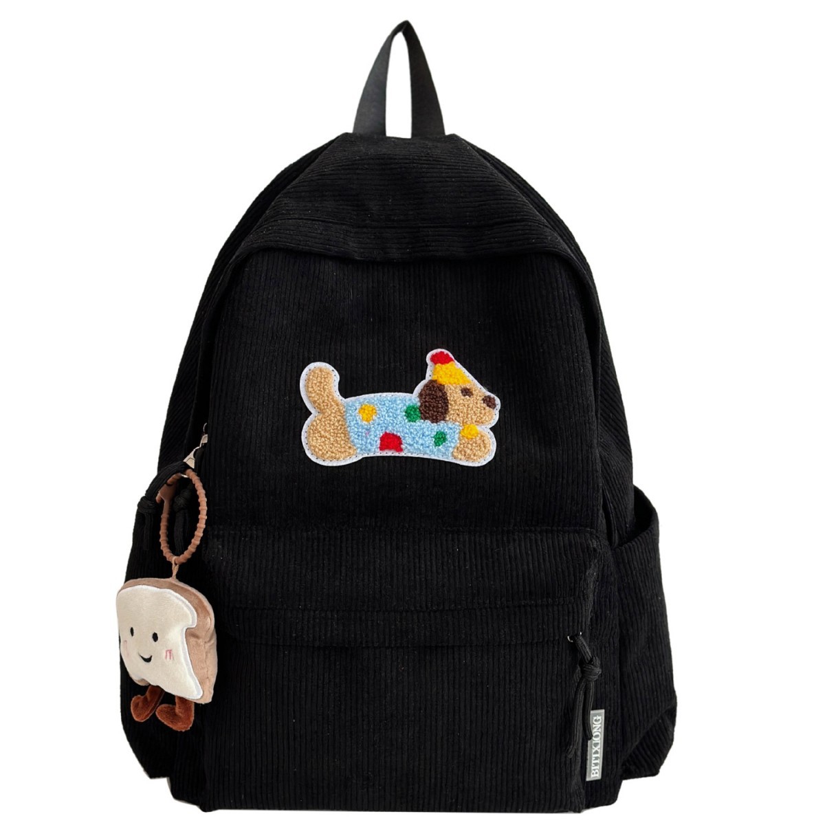 Japanese-style InS-style cute puppy schoolbag, female high school student corduroy backpack, casual college student campus backpack Item Picture