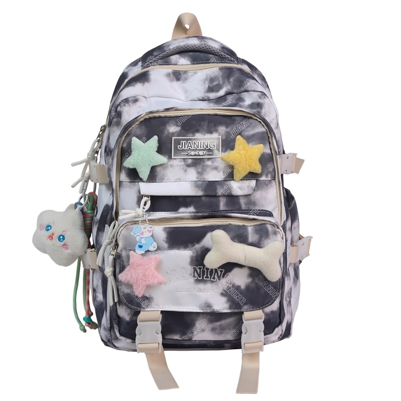 A new high-appeartion-level Japanese ins personalized graffiti tie-dyed backpack, a lightweight and large-capacity backpack for junior and senior high school students Item Picture