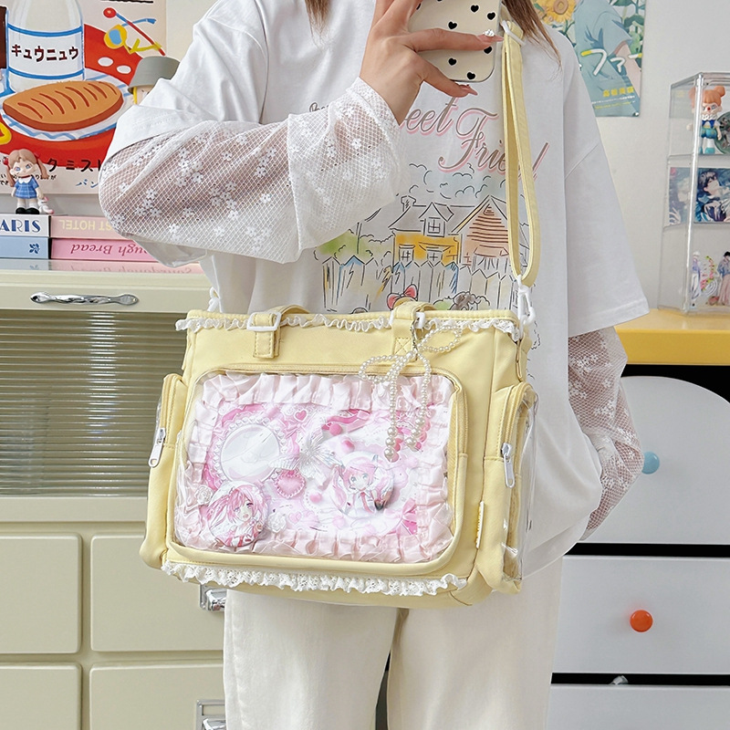 A new Japanese-style ins high-appearance-level, fresh and sweet, candy-colored transparent bag for girls, and a lightweight crossbody bag details Picture