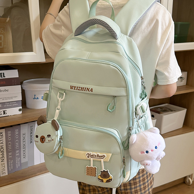 A new Japanese Instagram backpack with a high level of appearance, fresh and sweet. It is a simple multi-pocket large-capacity backpack for junior and senior high school students details Picture
