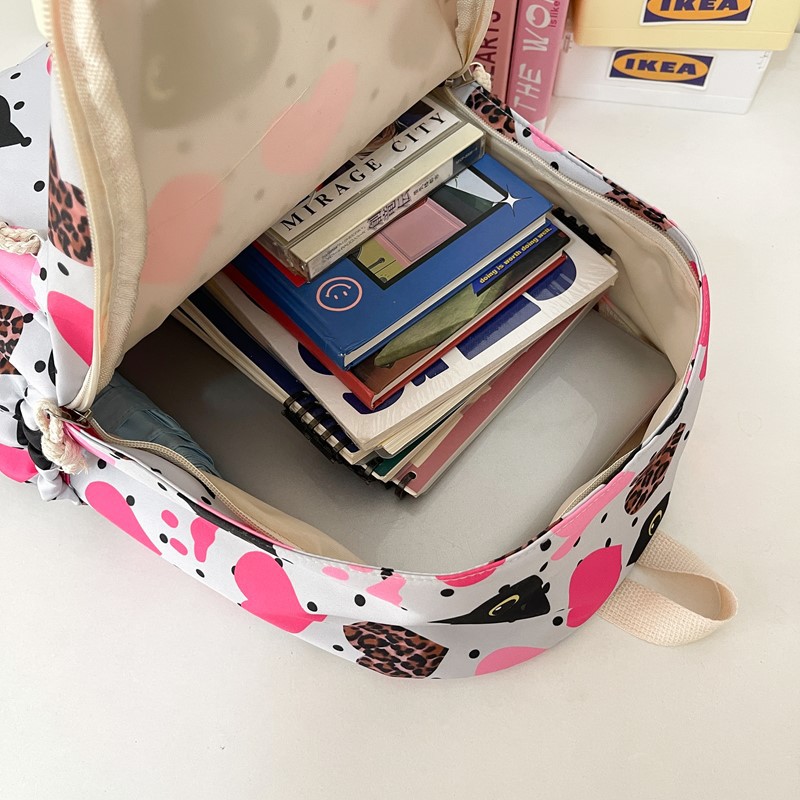 A new high-appearance-level Japanese ins fresh, sweet and cute cartoon personality graffiti backpack for women with large capacity Application Scenario