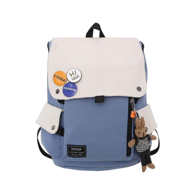 Casual backpacks for men and women in contrasting colors, large-capacity travel backpacks, Japanese-style schoolbags for junior high school, senior high school and college students, Korean version Item Picture