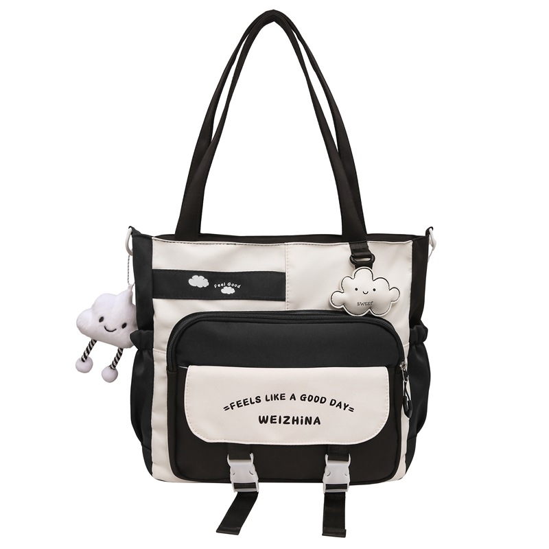New high-appeartion-level Japanese ins school style, cute, fresh and sweet, color-blocking and patchwork tutorial bag, lightweight crossbody bag Item Picture