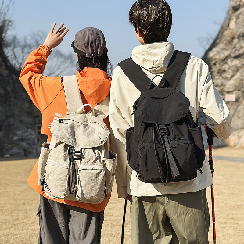 New forest-themed ins high-look, fresh and sweet backpacks for couples in solid colors, simple and portable for mountain climbing and travel details Picture