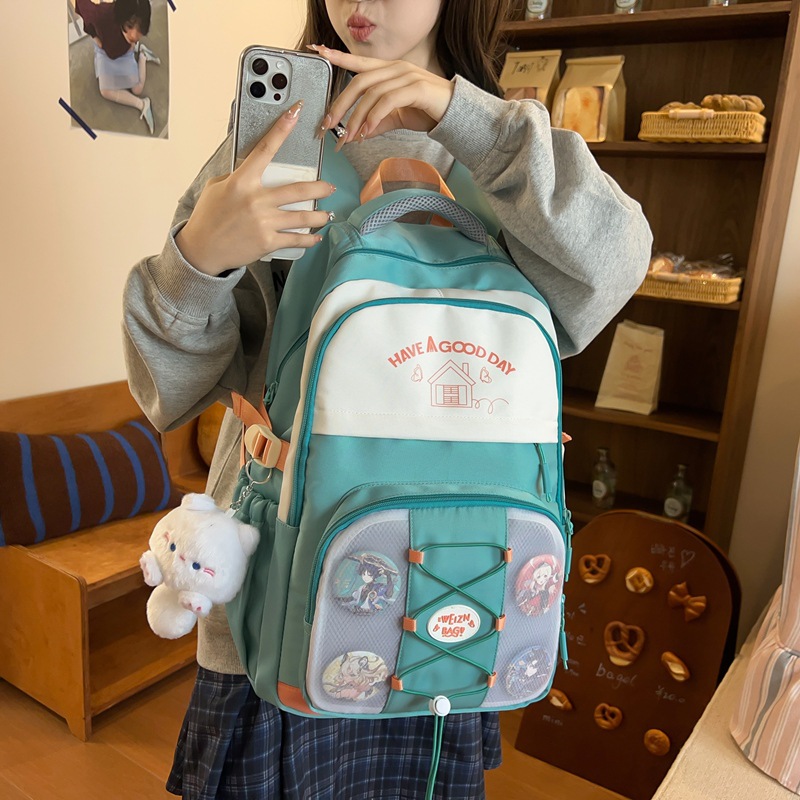High-quality schoolbags for girls, with a fresh and simple color-blocking combination and a high level of appearance. For junior and senior high school students, multi-layered lightweight backpacks for boys details Picture