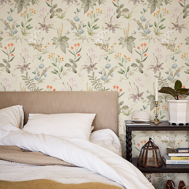wallpaper, floral TV background wall, furniture, bedroom table stickers, self-adhesive wholesale wallpaper, Nordic wallpaper details Picture