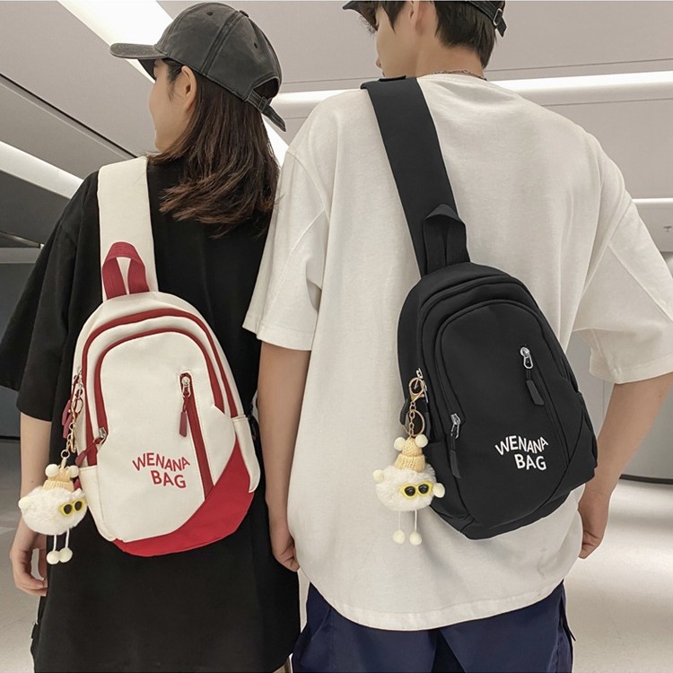 2025 New Japanese crossbody bag, Instagram trendy brand casual color contrast large capacity chest bag, fashionable cycling simple backpack details Picture
