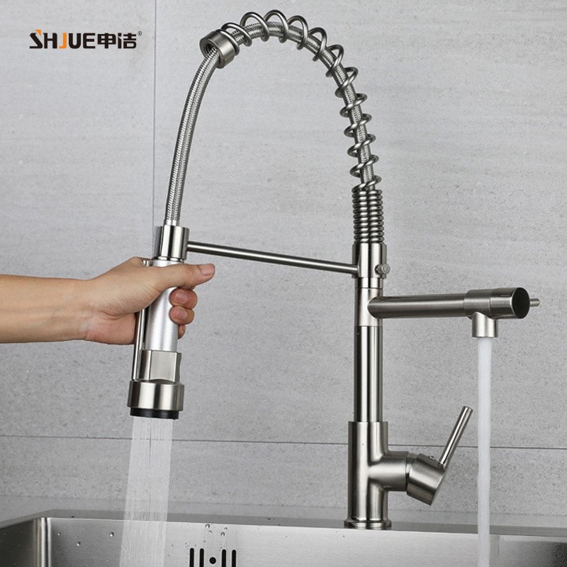 Cross-border exclusive spring kitchen hot and cold water faucets, kitchen sinks, dishwashing basins, and rotating dual-function faucets full figure