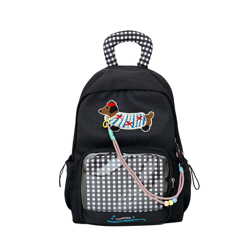 New high-appearance-level forest-themed ins fresh, sweet and cute Dachshund transparent smug pain bag for girls' backpacks Item Picture