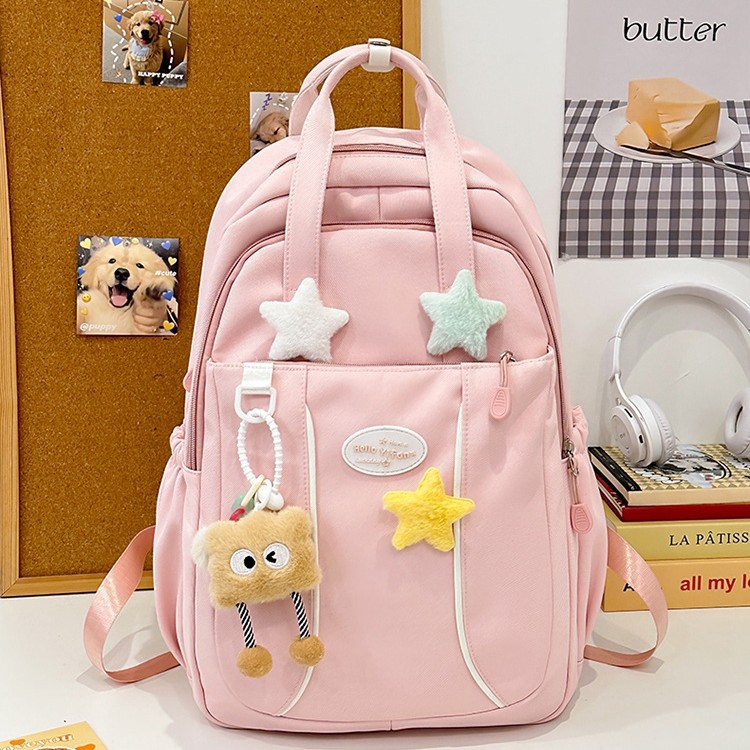Korean version Star cute girl backpack, high school girl, high school student, large capacity, high appearance level backpack full figure