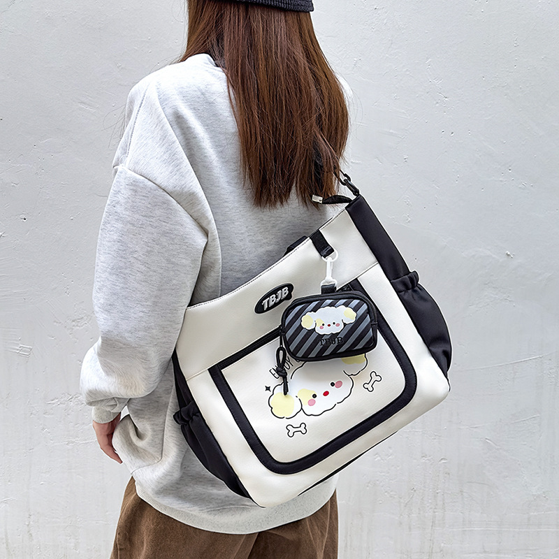 Japanese-style InS-style schoolgirl tutorial bag, fresh and simple single-shoulder crossbody bag, large-capacity student class tote bag details Picture