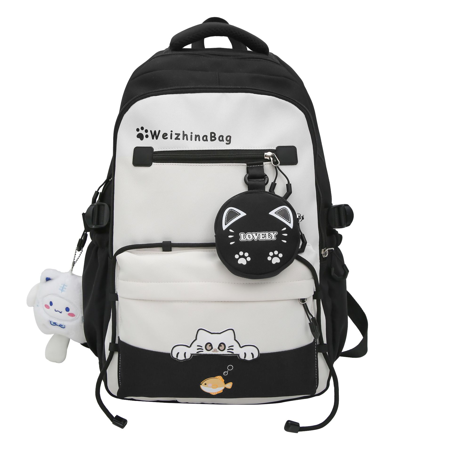 High-quality and versatile schoolbag for junior high school girls, a light and cute Japanese-style high school student backpack with contrasting colors Item Picture