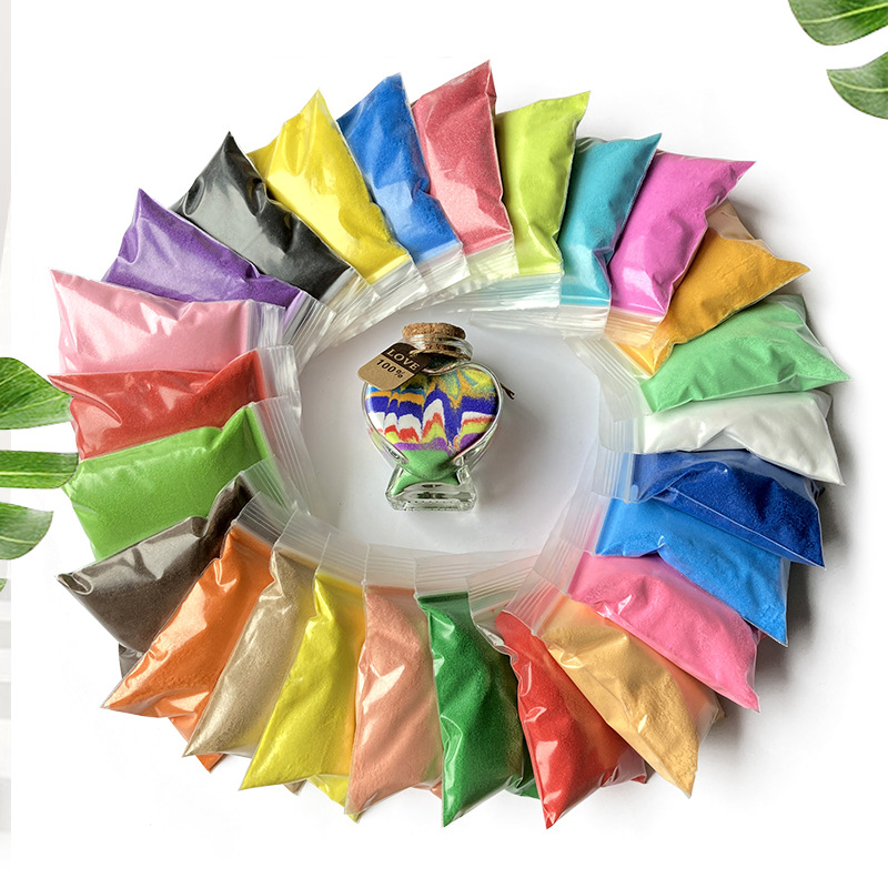 48-color sintered dyed colored sand, children's diy hourglass sand painting, wishing sand, wedding colored sand, colored sand details Picture