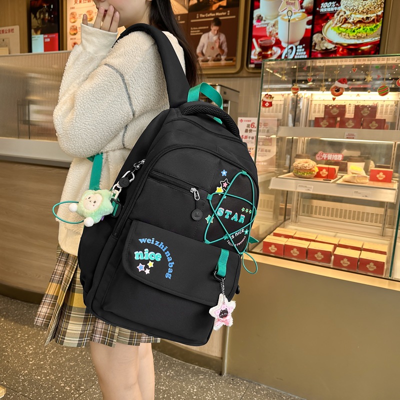 This Korean version of a cute girl's Instagram backpack is lightweight, versatile, and has a large capacity. It's a niche design backpack details Picture