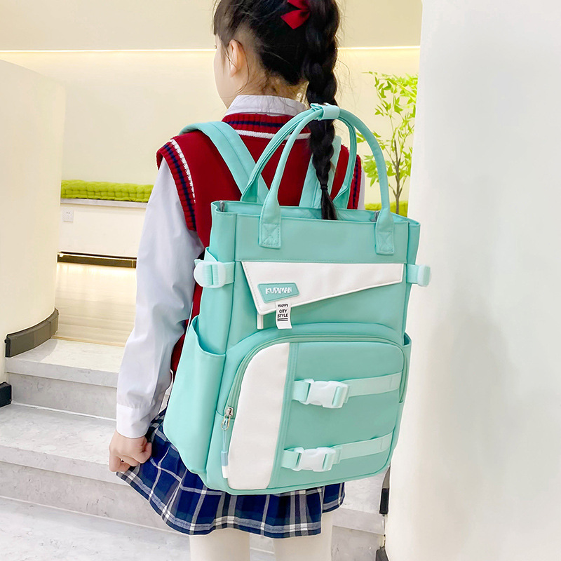 Student tutorial bags, large-capacity back-protecting backpack, boys' and girls' tutorial bags, hand-held homework, art storage and book bags full figure