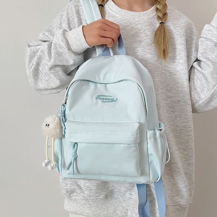 High appearance level forest-themed solid color versatile small schoolbag, Korean style Instagram sweet and soft girl mini backpack for traveling and shopping full figure