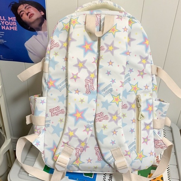 A Japanese-style inS-style schoolbag for a female junior high school student with a high level of appearance, a star-shaped backpack, and a cute graffiti backpack for primary school students Specification drawing