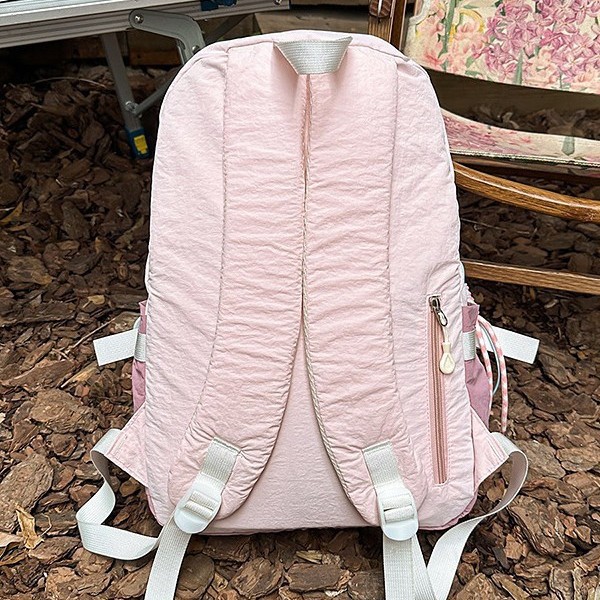 A new high-appearance-level forest-themed ins fresh and simple color-blocking backpack with a large capacity for women's lightweight travel Specification drawing