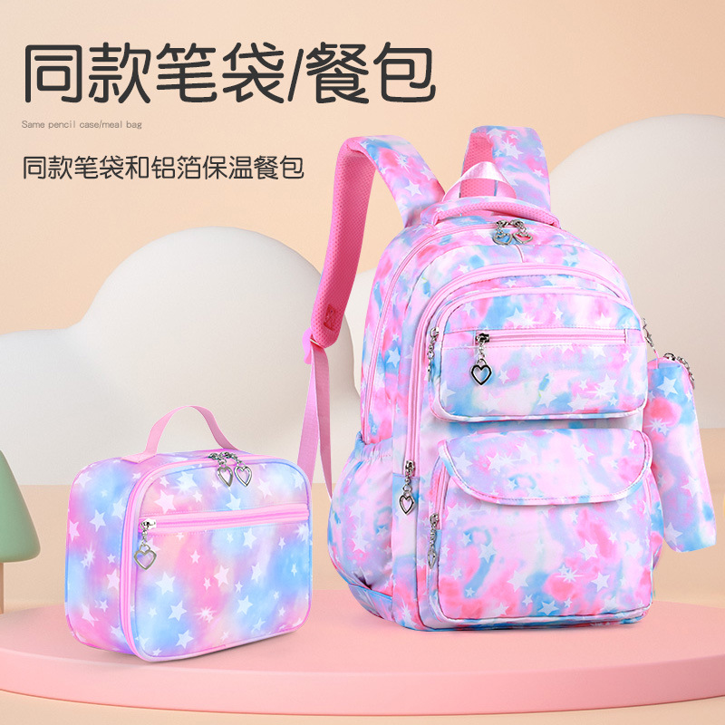 Korean version new graffiti schoolbag for girls' primary and secondary school 1-3-6 grade large capacity three-piece backpack waterproof backpack Application Scenario