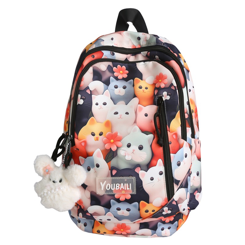 A new high-appearance-level personalized graffiti backpack from Japanese Instagram, featuring a fresh and cute style. It's a large-capacity backpack for junior and senior high school students Item Picture