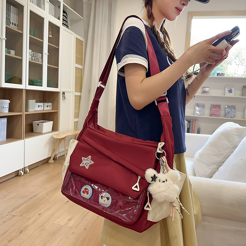 Large-capacity Japanese InS-style workwear, retro postman, student class single-shoulder backpack, high appearance level, trendy crossbody bag full figure