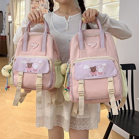 A new high-appearance-level, fresh, sweet and cute animal backpack from Japanese ins, a lightweight backpack for junior and senior high school students full figure