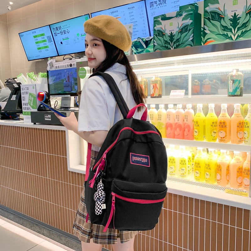Korean version Harajuku fluorescent green large-capacity schoolbag, fashionable backpack for middle and junior high school students, new style for women's double shoulders Specification drawing