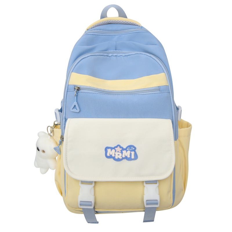 High-appearance-level color-blocking schoolbag for female junior high school students and primary school students in grades three to six, large-capacity multi-layer lightweight and load-reducing backpack Item Picture