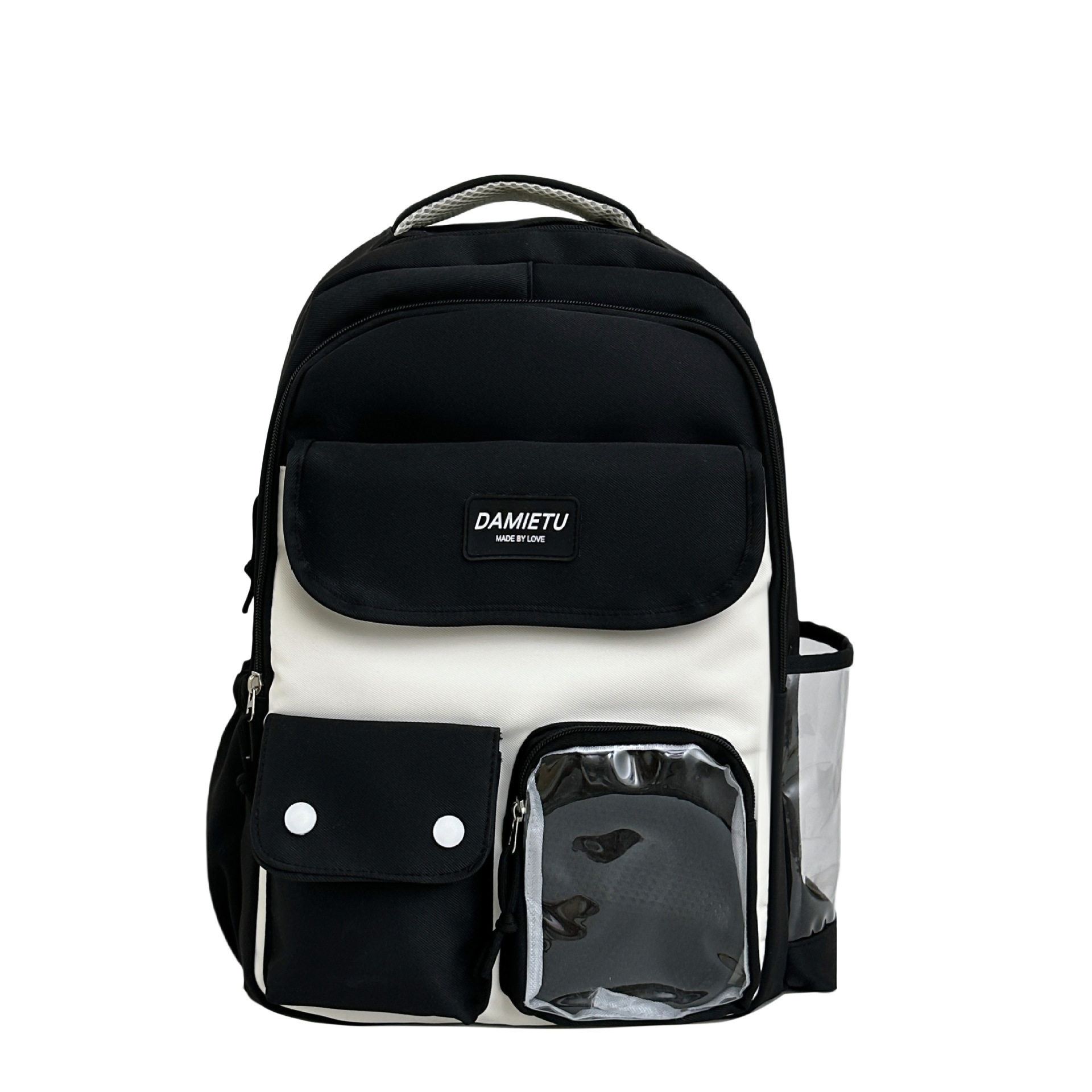 A new large-capacity backpack for junior and senior high school students, a fresh and sweet Japanese Instagram-style color-blocking bag Item Picture