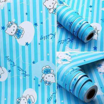 Environmentally friendly PVC cartoon wallpaper, self-adhesive thickened waterproof dormitory wallpaper, children's bedroom wall stickers, cute renovation stickers Item Picture