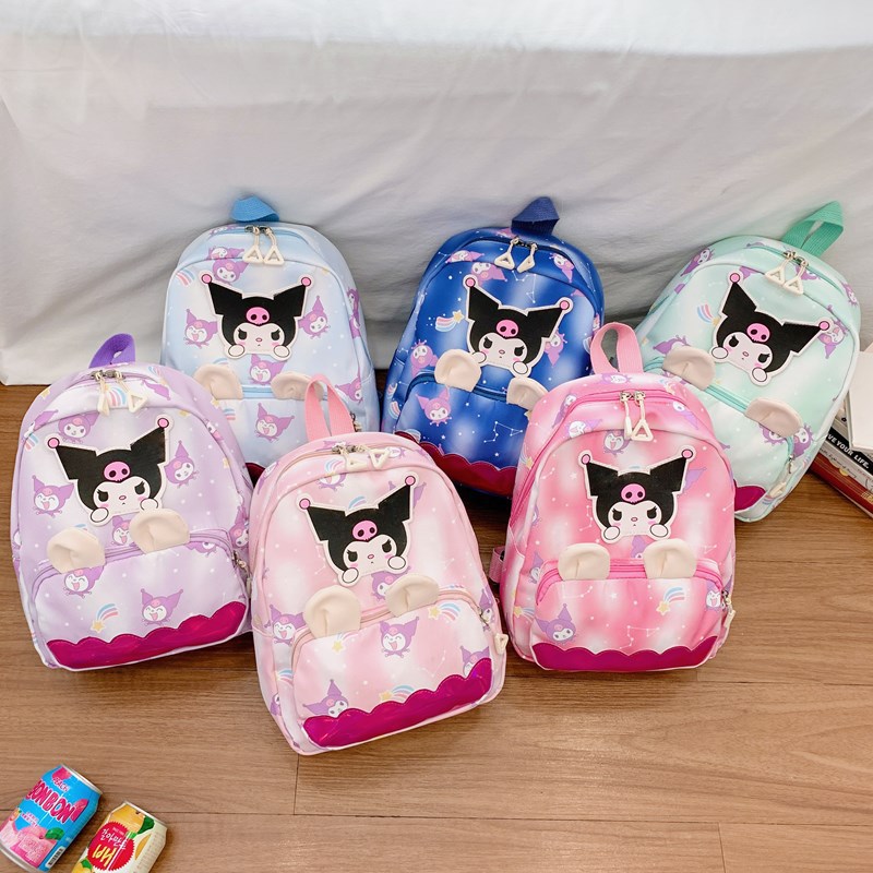New cartoon children's backpacks, cute Kuromi casual backpacks for girls, lightweight schoolbags for kindergarten babies full figure