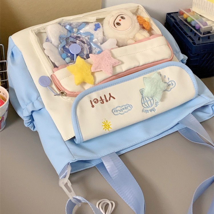A new school style, fresh and cute, transparent and cute 2D anime bag, a lightweight commuting crossbody bag for junior and senior high school girls Specification drawing