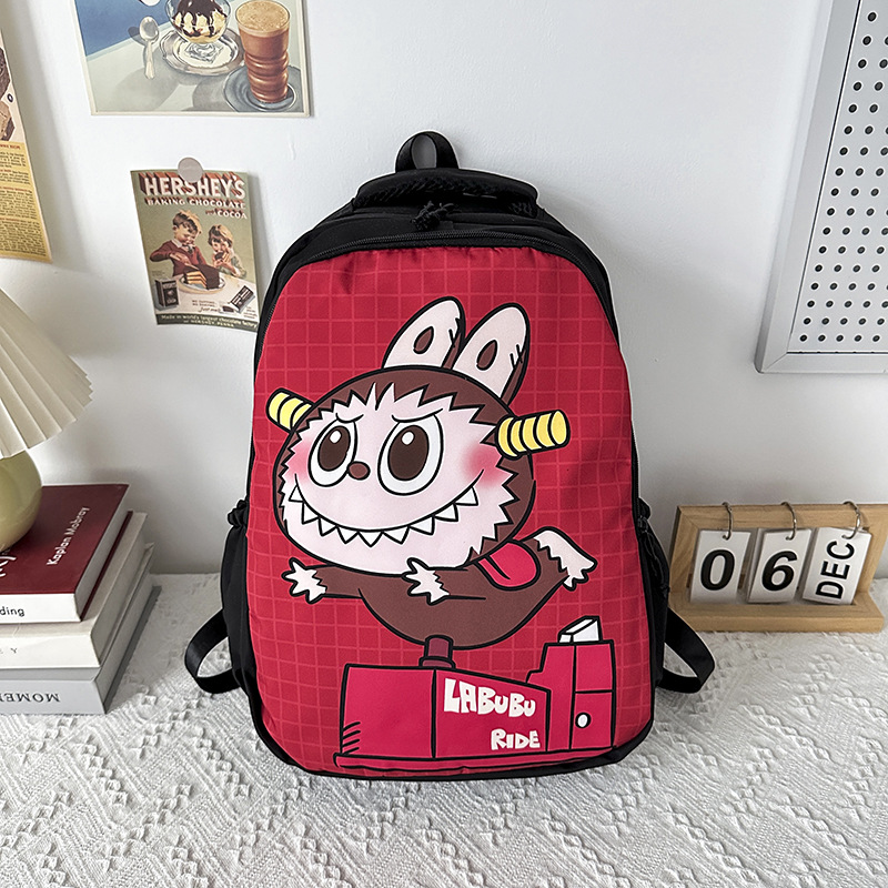 A new winter 2024 printed large-capacity backpack for primary school students, a trendy cartoon backpack for outings and classes Specification drawing
