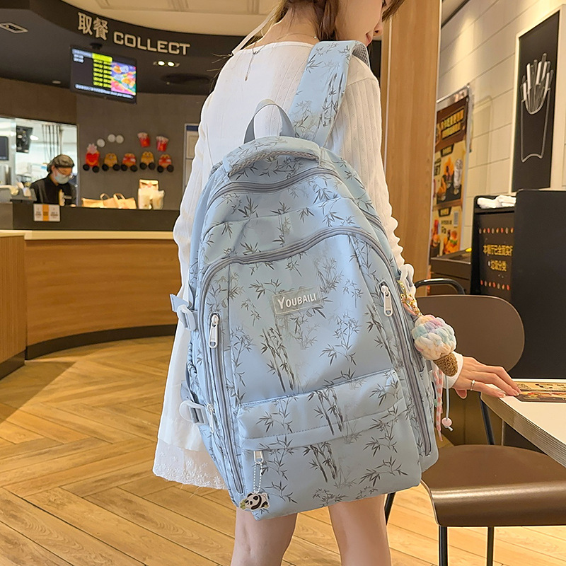 A new high-appearance-level Chinese-style, fresh and sweet bamboo backpack for junior and senior high school students, which is light, simple and has a large capacity details Picture