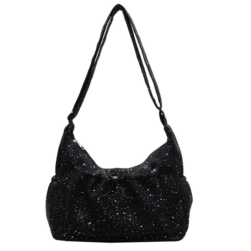 Velvet bag for women, large capacity 2025 new autumn and winter casual single-shoulder fabric bag, college student commuting tote bag Item Picture