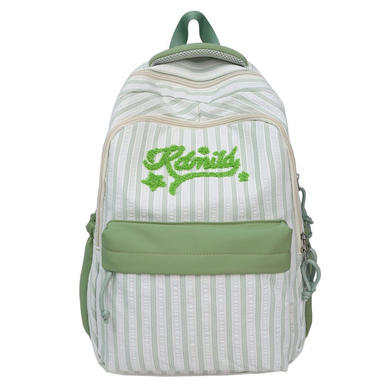 The new forest-themed ins high-appearance-level fresh and sweet candy-colored striped backpack is a large-capacity backpack for junior and senior high school students Item Picture