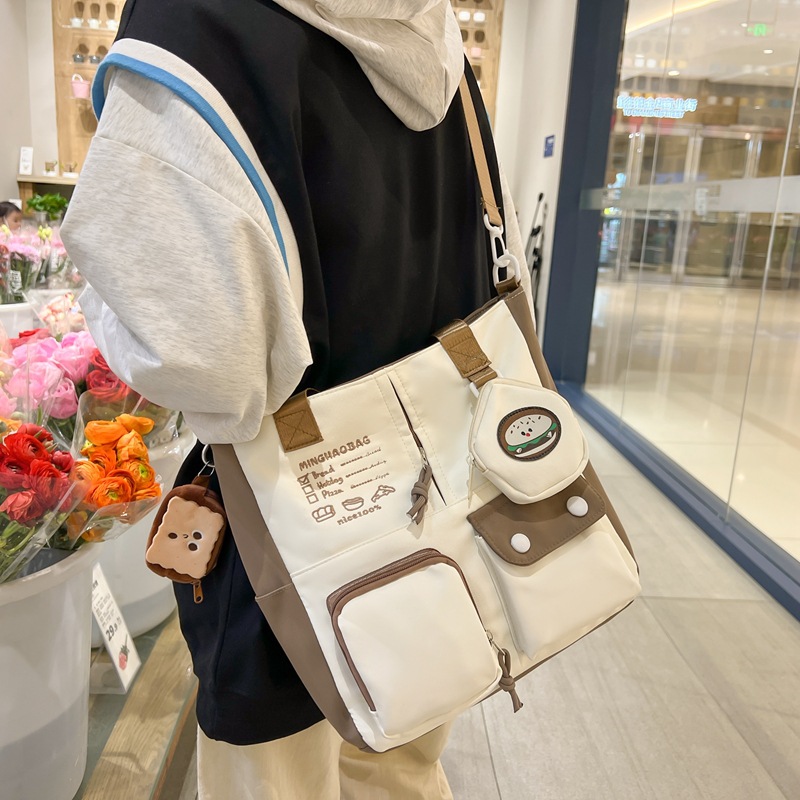 High appearance level single-shoulder bag for girls, Japanese-style Instagram cute food tote large bag, primary and secondary school students' textbooks for class, hand-carried bag full figure