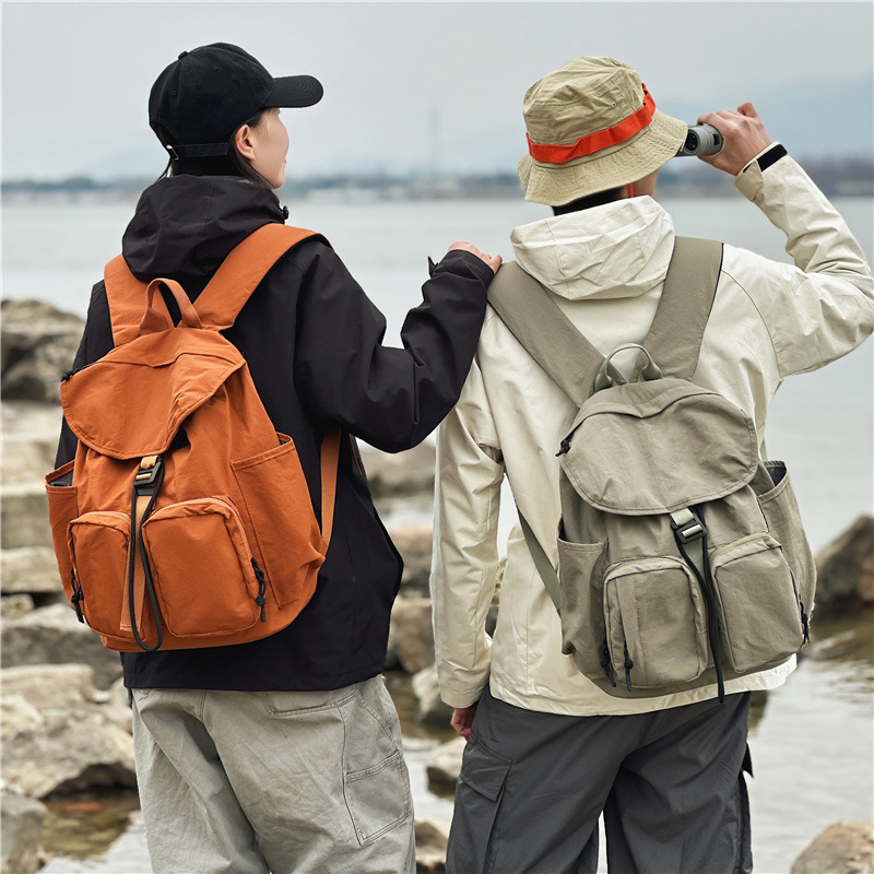 New forest-themed ins high-look, fresh and sweet backpacks for couples in solid colors, simple and portable for mountain climbing and travel full figure