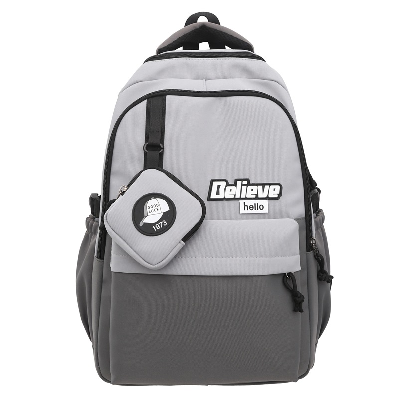 Junior high school schoolbag for girls, large capacity, high appearance level, contrasting color, high school student backpack, trendy college student couple backpack Item Picture