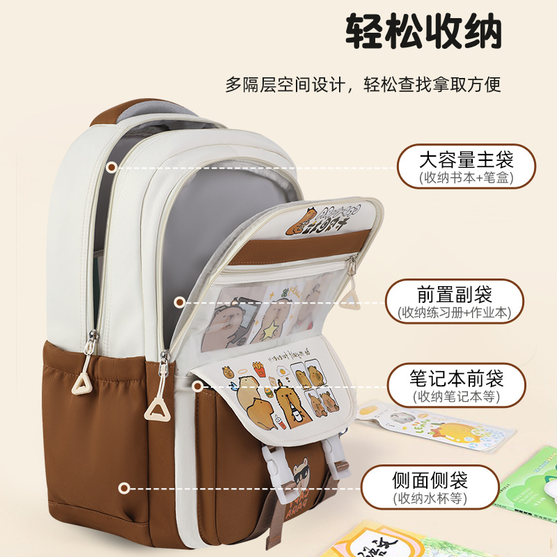 Professional manufacturer customizes primary school students' schoolbags wholesale, Kapibala boys' and girls' cute backpacks, children's schoolbags details Picture