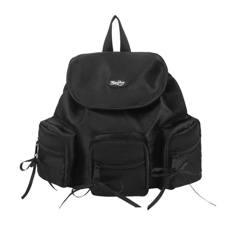 Japanese InS-style soft and cute girl bow backpack, sweet and artistic student checkered backpack Item Picture