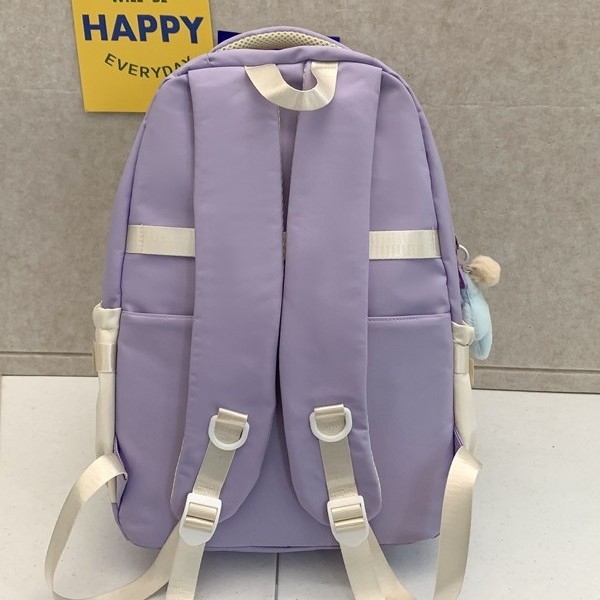 A new Korean-style backpack with a high level of appearance, fresh and sweet college style, and a large-capacity backpack with color-blocking and splicing for junior and senior high school students Specification drawing