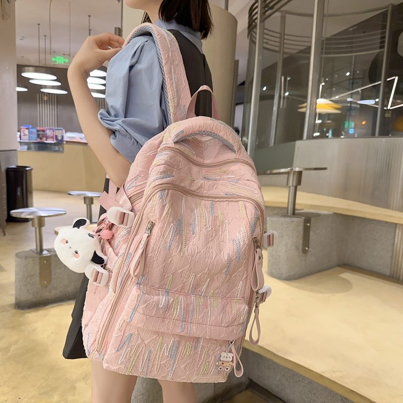 Schoolbag girl on Instagram, Japanese-style junior and senior high school students, Korean-style campus versatile and weight-reducing backpack, two-piece backpack set for girls details Picture
