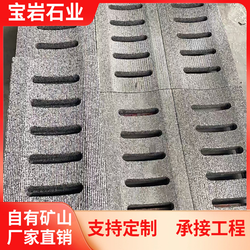 Granite water grates, municipal road construction and installation stone sewer rainwater stone sesame grey drainage ditch covers full figure