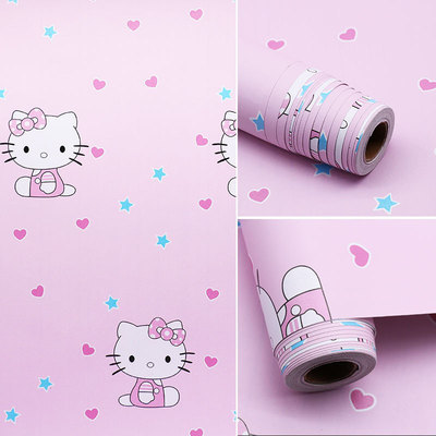 Environmentally friendly PVC cartoon wallpaper, self-adhesive thickened waterproof dormitory wallpaper, children's bedroom wall stickers, cute renovation stickers full figure