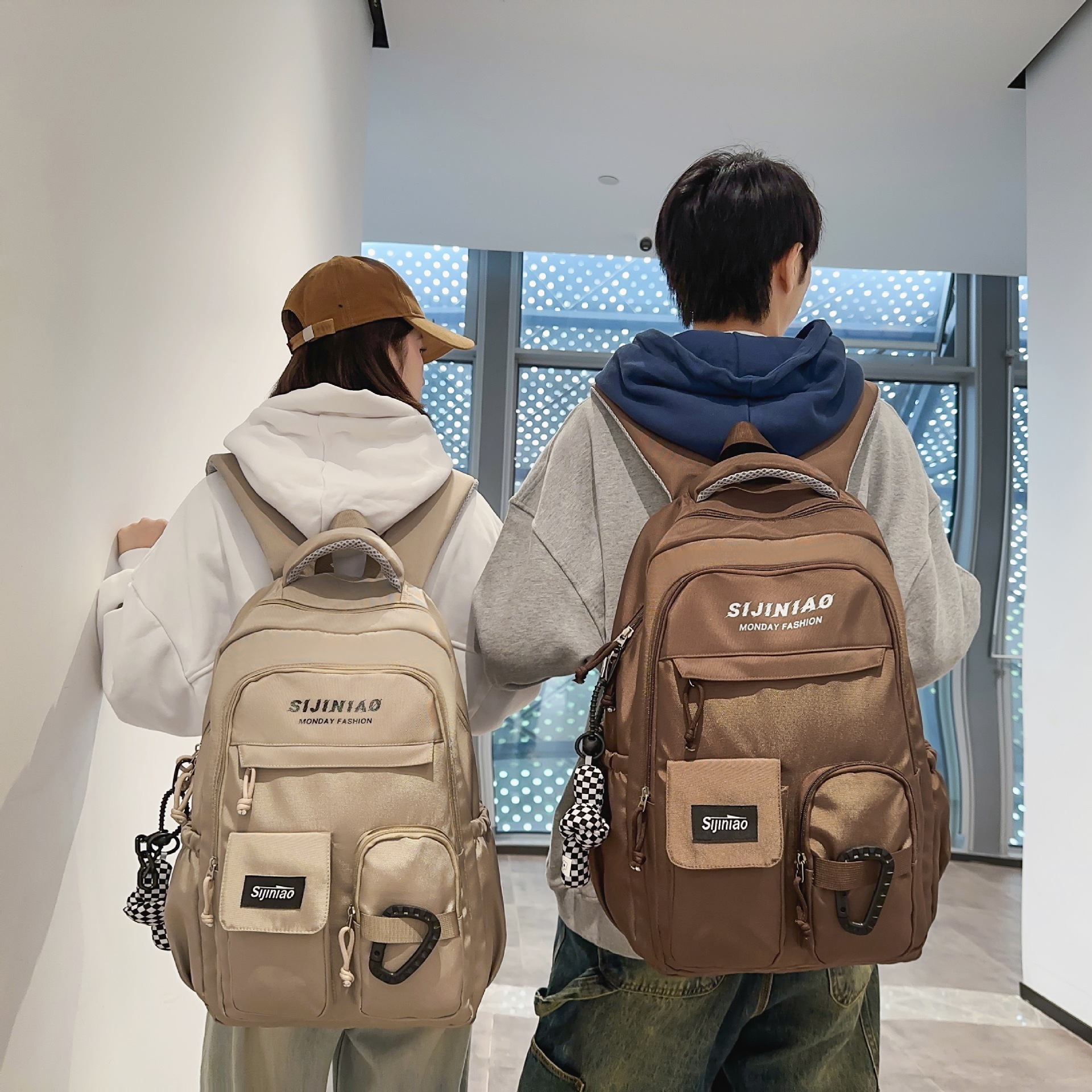 Trendy brand sturdy and durable backpacks for men, Korean style ins workwear, cool and stylish couple outdoor sports and travel backpacks full figure